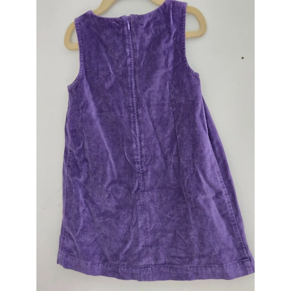 Mini Boden Girls Purple Corduroy Mallard Duck Sequin Applique Jumper Dress 4-5yr